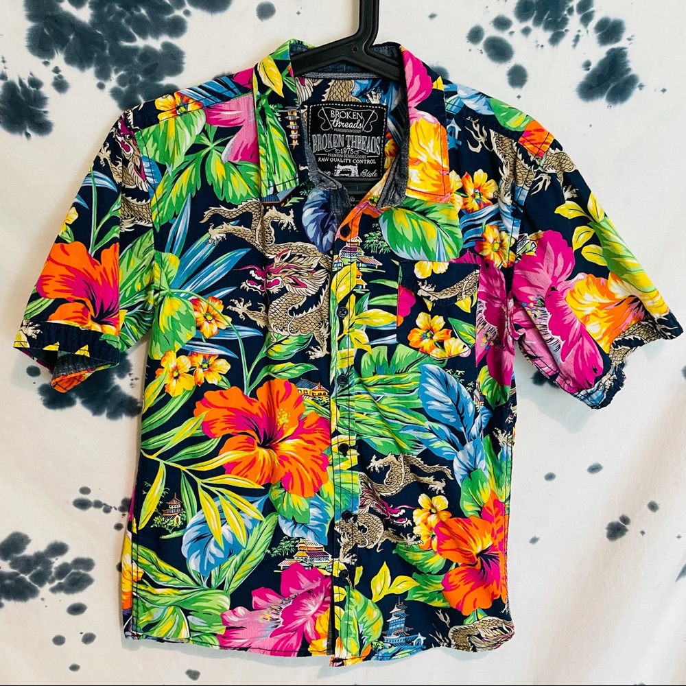 Broken Threads Floral/Dragon Button Up